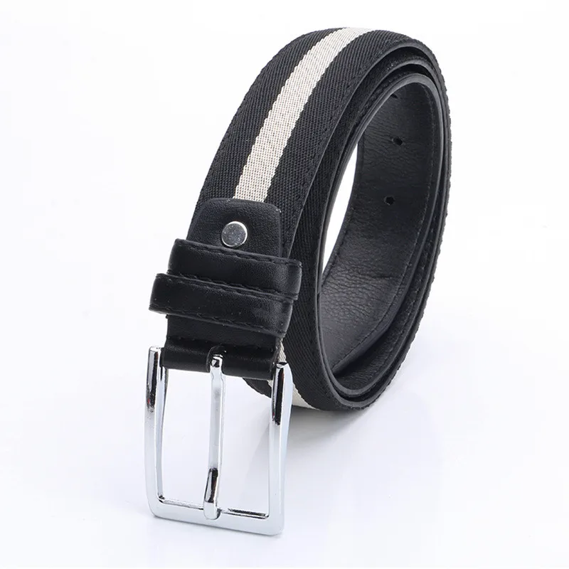 

DYROREFL Men's Canvas Belt New Korean Style Pin Button Contrast Color Stripe Belt Casual Versatile Decorative Men's Belt 054+070