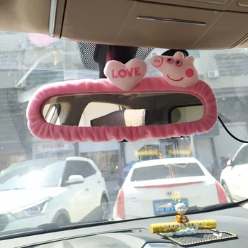 

Adorable cat car rearview mirror cover cute creative Korean character mirror cartoon reversing decoration female