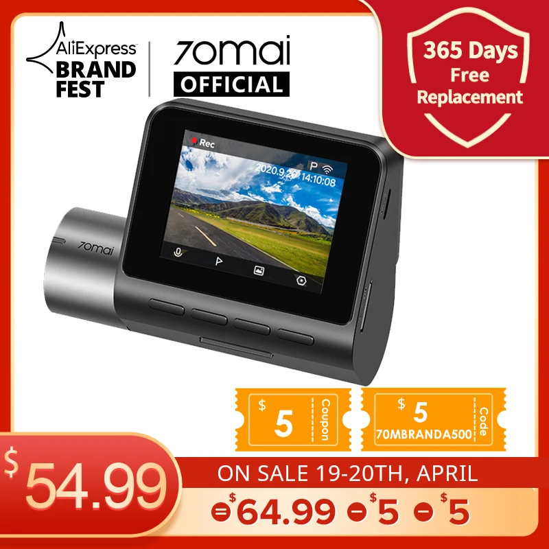 Big Deal GPS Cam Car Dvr A500S Dash-Cam Night-Vision 70mai Pro-Plus And Front 1 1944p-Speed 16WGpYOy