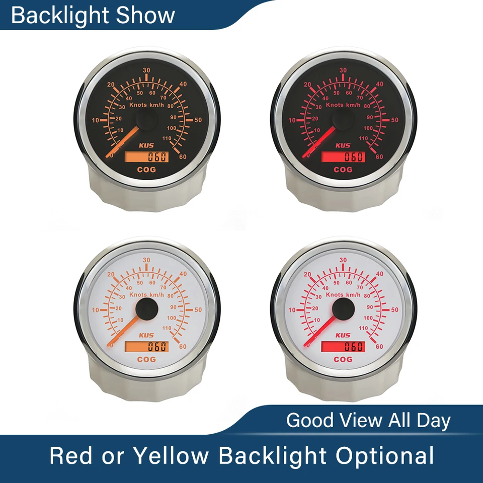 thumbnail image 2 of KUS CPOB-WS, 65K, Speedometer Gauge, 12V / 24V, 3 3/8" (85mm) With Backlight 2 of 13