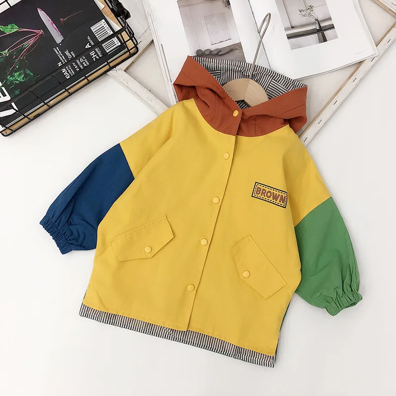 WLG/повседневные куртки для мальчиков; детское осеннее пальто с капюшоном и длинными рукавами с рисунком; пальто пэчворк; универсальная одежда для маленьких мальчиков