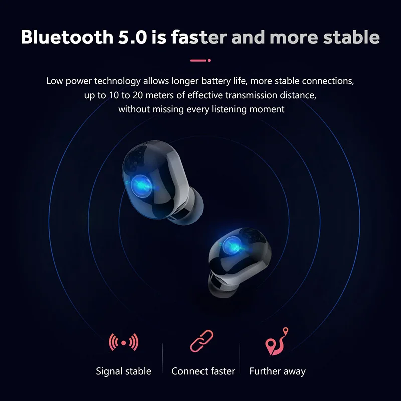 M2T TWS Bluetooth V5.0 Гарнитура 3D стерео Спортивные Беспроводные наушники с двойным микрофоном