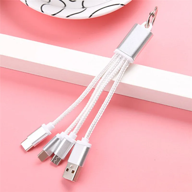 1 шт. для Android type C Micro USB кабель для ключей Быстрая зарядка для iPhone samsung Xiaomi USB кабель для зарядного устройства 3 в 1 USB кабель
