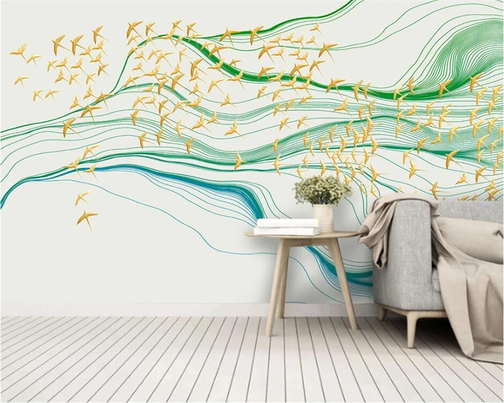 

beibehang Customized new Chinese style bird abstract mountain river simple modern background papel de parede wallpaper