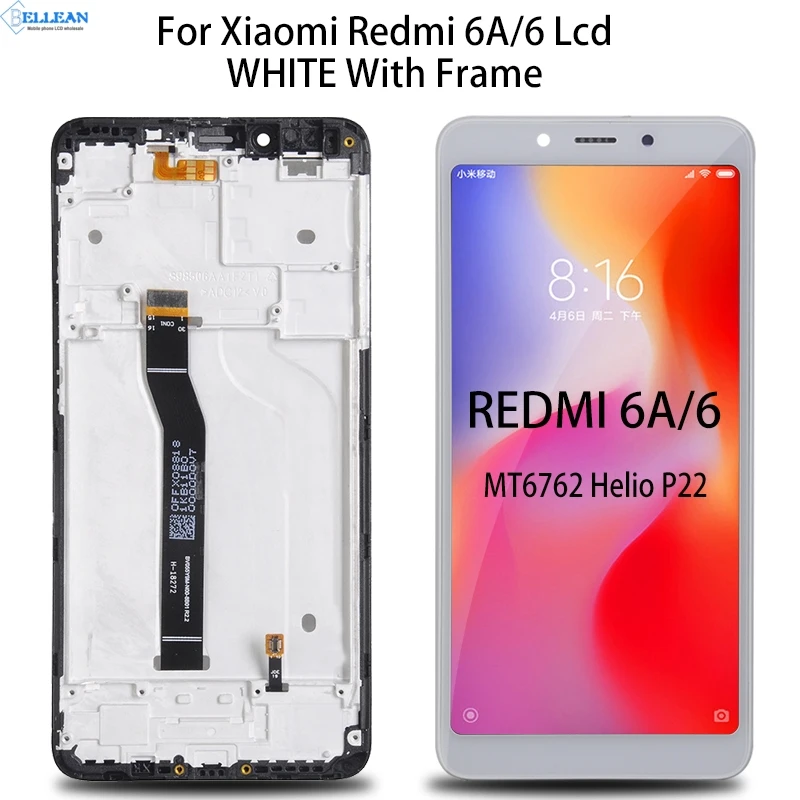 Dinamico 1 шт. для Xiaomi Redmi 6 lcd 6A дисплей кодирующий преобразователь сенсорного экрана в сборе с рамкой с инструментами - Цвет: White With Frame