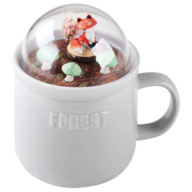 

Creative Cartoon Animal Micro-Landscape Milk and Coffee Mug 400Ml High-Capacity Office Ceramic Cups Beauty Gifts