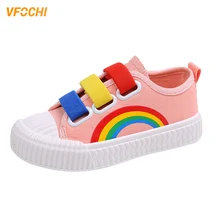 VFOCHI/Новинка; детская парусиновая обувь; модная мягкая детская повседневная обувь с принтом радуги; детская обувь; парусиновая обувь унисекс для мальчиков и девочек