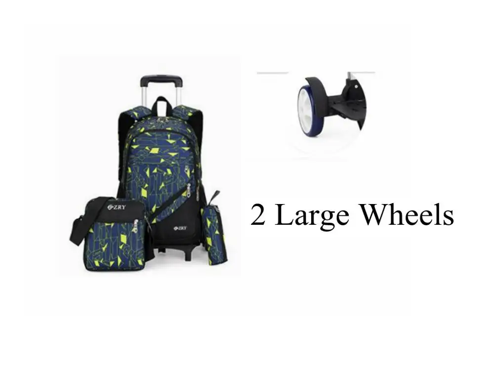 large wheels Детский Школьный рюкзак на колесиках, детские дорожные сумки, рюкзак-тележка для школы для мальчиков, сумка на колесах, школьная сумка на колесиках - Цвет: large wheels