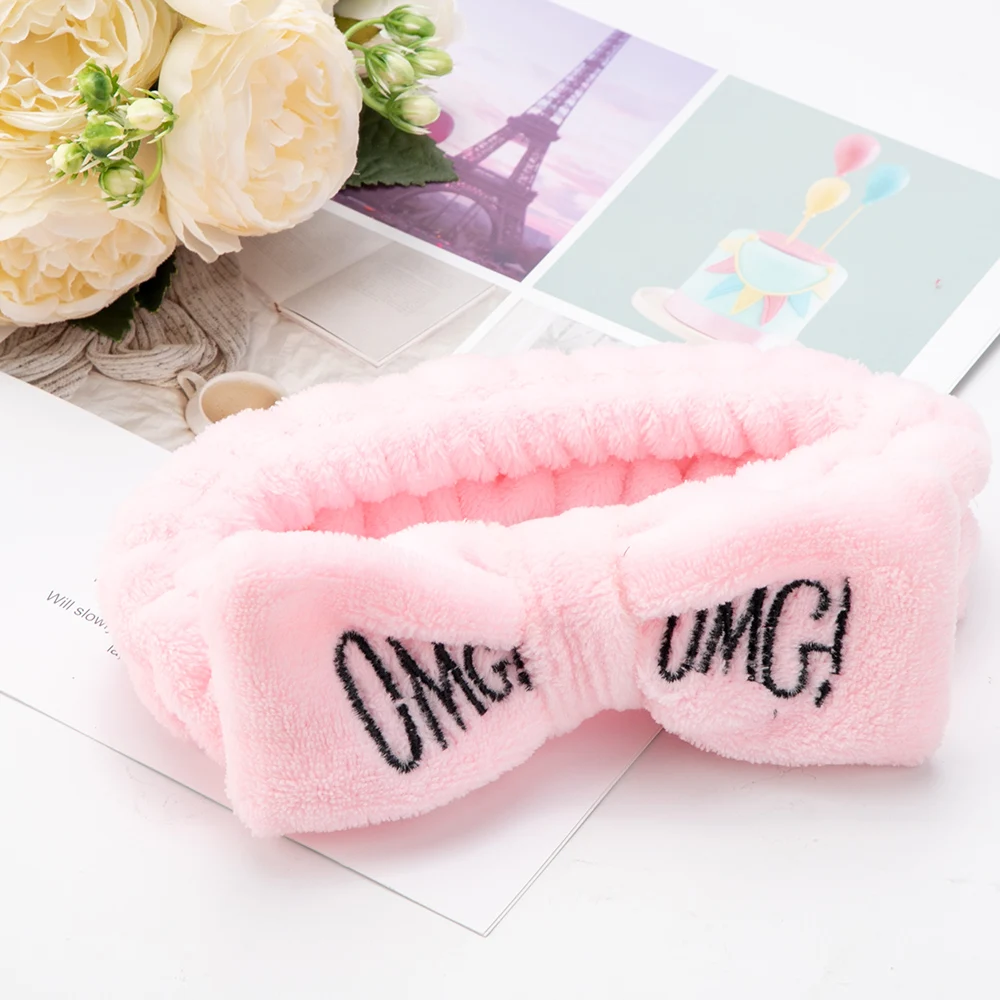 omg pink Женская повязка для макияжа из кораллового флиса, мягкий держатель для мытья лица, для мытья лица, для снятия макияжа, повязка на голову, аксессуары для волос - Цвет: omg pink