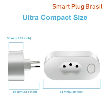 

Compatible WiFi Socket Brazil Standard 16A Smart Outlet Remote Control Power Monitor Timer Voice Control