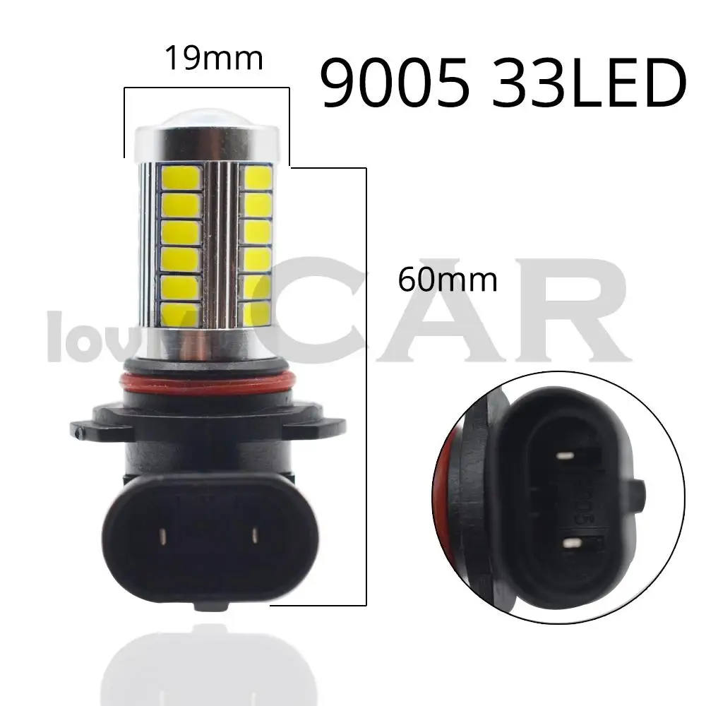 2X H4 H7 H11 9005 9006 Car Motorcycle Led Headlight Bulbs 6000K White 5630 33LED DC 12v Fog Lamp Light DRL Daytime Running Light