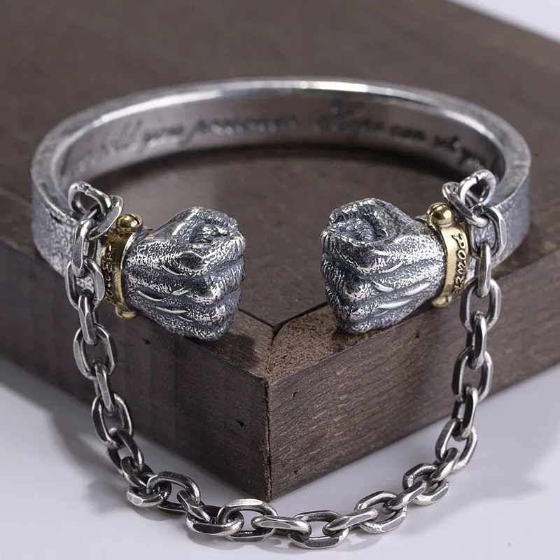 Fists Bracelet Bangle in 925 Sterling Silver Black Market Fashion