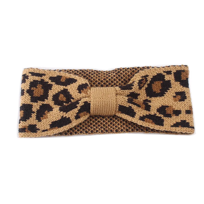 Leopard A M MISM, модная зимняя вязаная повязка на голову, теплая вязаная повязка на голову, Женская растягивающаяся повязка на голову, хлопковый головной убор, подарки - Цвет: Leopard A