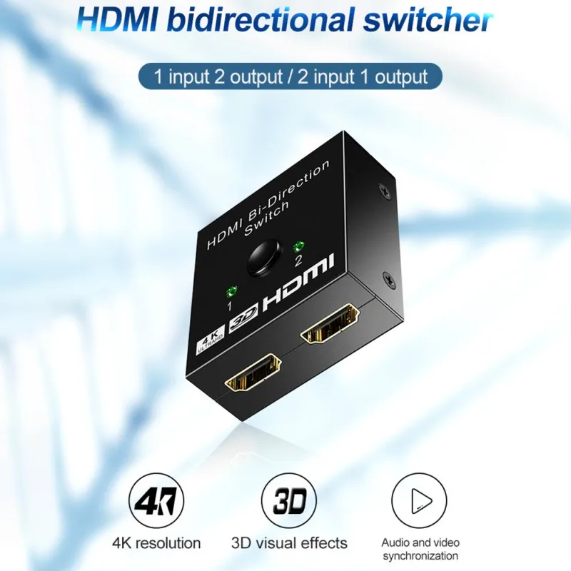 Двухнаправленный HDMI 2,0 кабель переключатель сплиттер концентратор Plug And Play