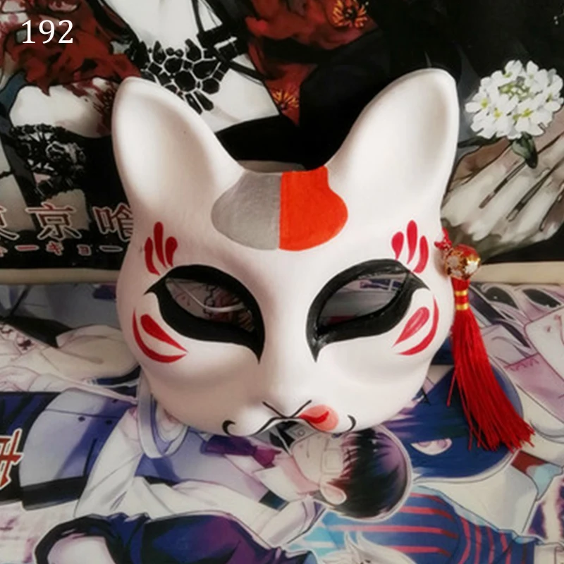 Anime Mask 192 Аниме стиль ручная роспись Половина лица лиса маска для девочек мальчик косплей шоу на сцене танцы вечерние Хэллоуин прямая трансляция видео - Цвет: Anime Mask 192