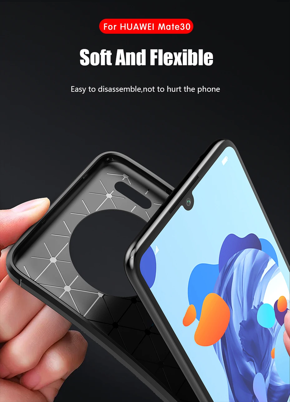 Для huawei mate 30 Чехол из углеродного волокна Полная защита Мягкая силиконовая задняя накладка чехла из ТПУ для huawei mate 30 Pro Чехол