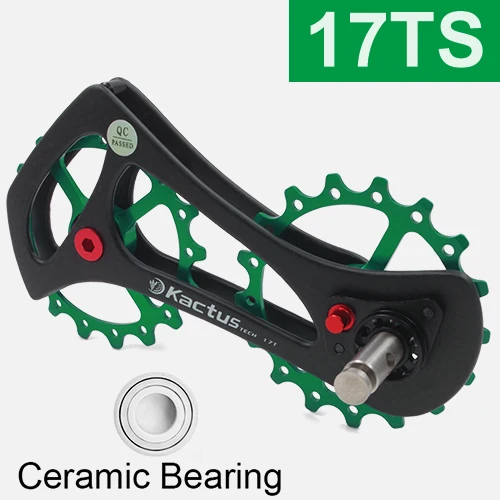 17TS-GREEN-B1 Дорожный велосипедный переключатель для 11 Скоростей Shimano Groupset из углеродного волокна, велосипедный задний переключатель, направляющая Велосипедное колесо, шкивы, запчасти для велосипеда - Цвет: 17TS-GREEN-B1