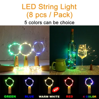 

8pcs /Pack 2M Wine cork Stro pper Fairy Garland LED String Lights For Newyear Christmas Holiday Party indoor outdoor Decoration