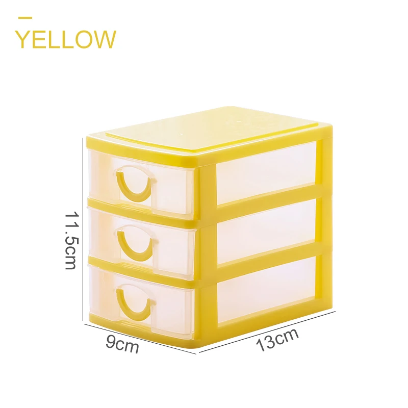 3 layer Yellow BNBS маленький ящик Органайзер для шкафа пластиковый ящик для хранения комод единиц настольного хранения многослойная Организация макияж органайзер для ящика коробка для конфет - Цвет: 3 layer Yellow