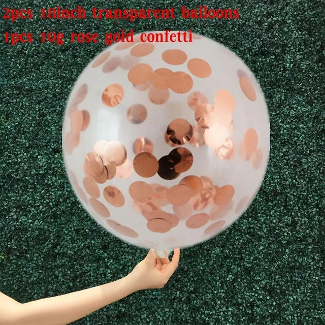 2pcs as the picture 2 шт 18 дюймов розовый Золотой воздушный шар "Конфетти" Свадебные украшения надувные прозрачные латексные воздушные шары День рождения вечерние украшения - Цвет: 2pcs as the picture