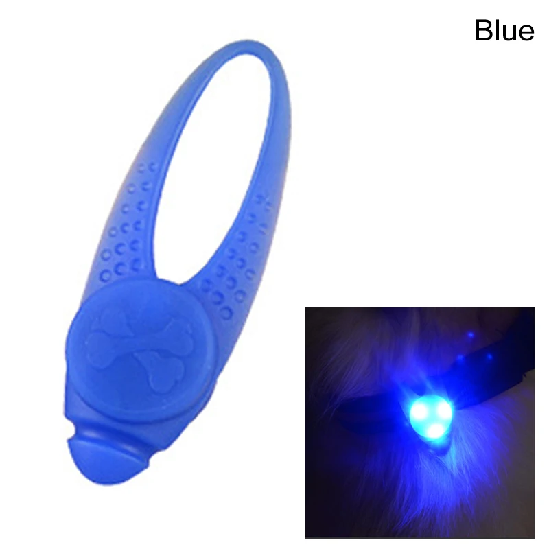 Safety Necklace Luminous Blinking Collar Dog LED Lamp Collars 1Pc Silicone Dog Harness Collar Glowing Pendant 8*2.5cm - Цвет: Синий
