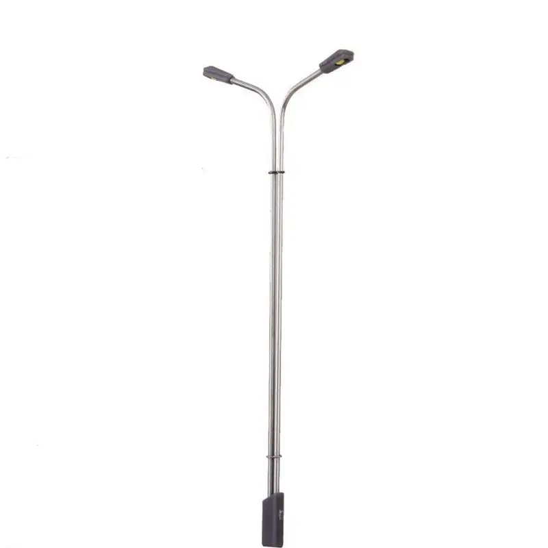 ABUI-Set of 10pcs 3V 11cm LED Floor Lamp Model Double Heads Lamp Miniature Scale 1: 100