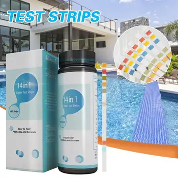 

100Pcs14 in1 Swimming Pool Hot Spring Water Test Paper Chlorobromide PH Hardness Kit