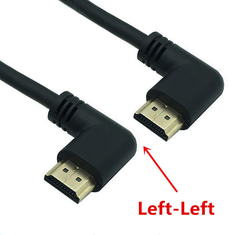 Левый и правый угловой HDMI 2,0 мужчина к HDMI правый левый локоть мужской удлинитель 15 см 50 см 1 м, HDMI 2,0 в Угловой кабель 4K* 2K@ 60 Гц