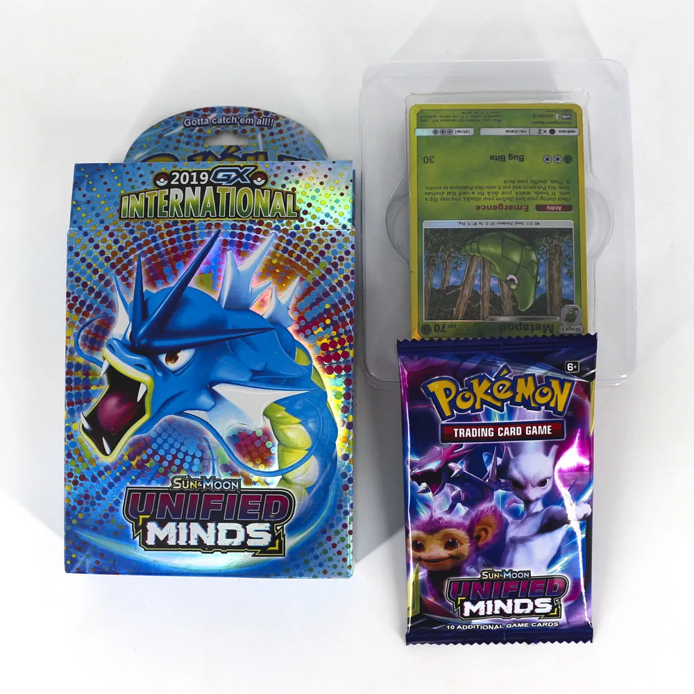 TAKARA TOMY Pokemon Cards SUN& MOON UNIFIED MINDS настольная игра флэш-карта 48 шт. боевые игрушки блестящая коробка для детей