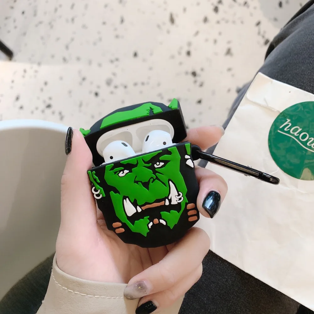 Для apple Bluetooth Гарнитура 3D Wow Orcs и Pandaren чехол для наушников для airPods 1 2 мягкий силиконовый защитный чехол с крючком