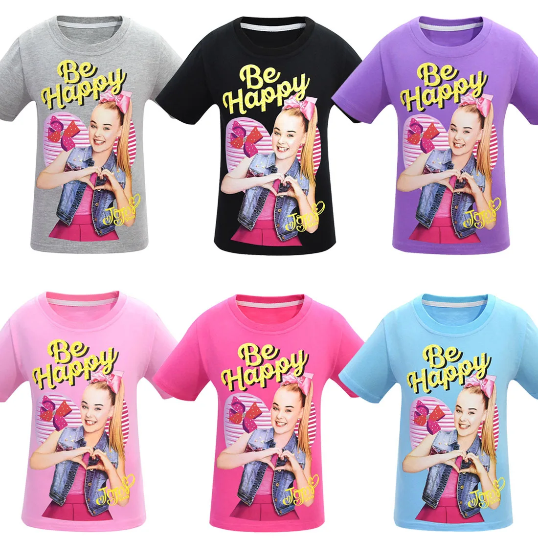 Новая детская летняя футболка одежда для девочек Jojo Siwa/одежда футболка с короткими рукавами детская хлопковая Футболка с героями мультфильмов футболки, топы для девочек