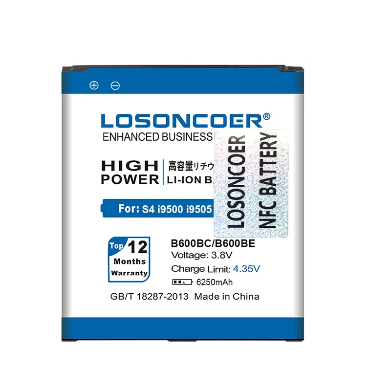 LOSONCOER 6250 мА/ч, B600BC NFC для samsung Galaxy S4 аккумулятор NFC I9500 I9505 I9502 I9515 I9508 I959 I545 I337 L720 B600BE