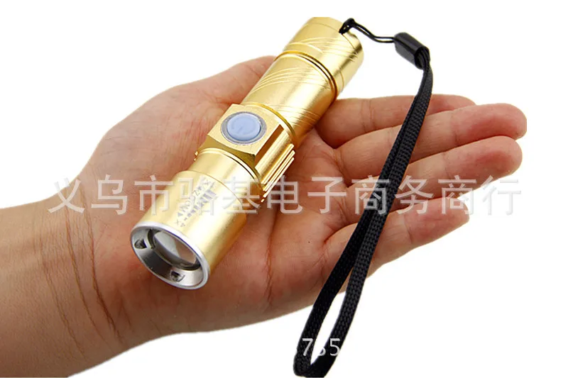 LED Aluminum Alloy Torch Tensile Zoom Q5 Power Torch USB Rechargeable Mini Rechargeable Small Flashlight