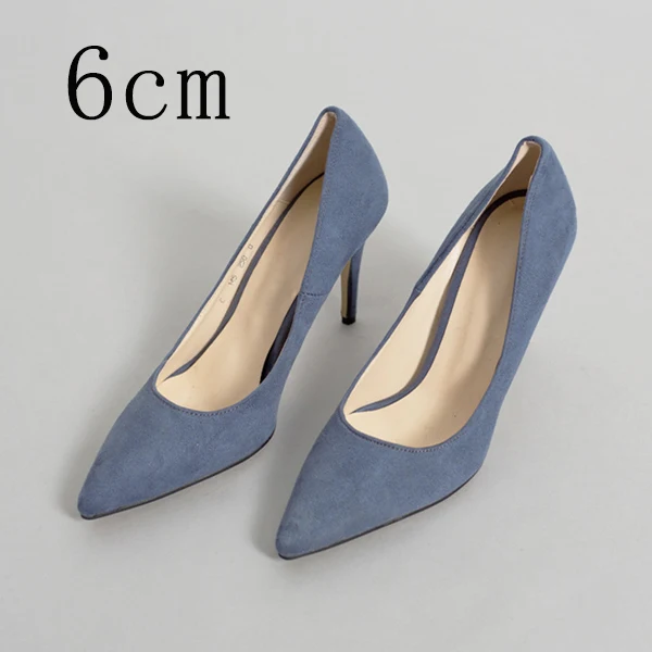 Blue 6cm Pumps Женская обувь на высоком каблуке; женские туфли-лодочки; однотонные брендовые модельные туфли с острым носком без застежки; свадебные туфли; Новинка года - Цвет: Blue 6cm Pumps