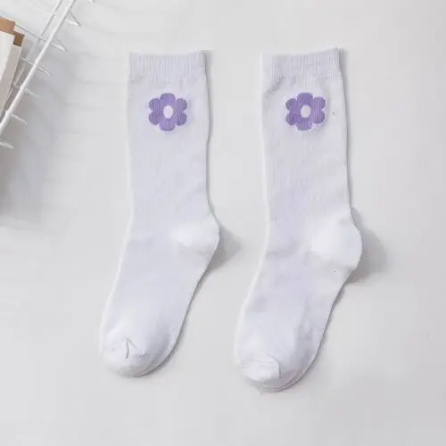 Hua-White F 3 пар/лот = 6 штук хлопчатобумажные носки Модные женские повседневные осенние зимние маленькие цветочные носки повседневные женские - Цвет: Hua-White F
