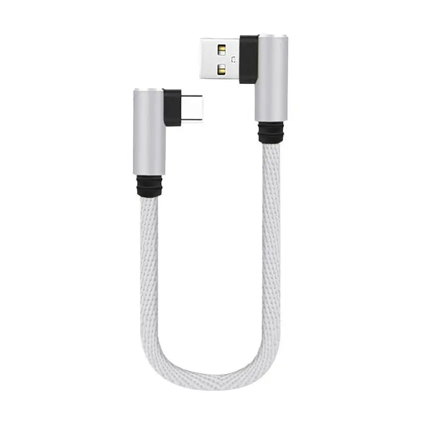 Белый 25 см USB-Type C короткий зарядный кабель локоть 90 градусов USB C Micro USB кабель - Цвет: Белый