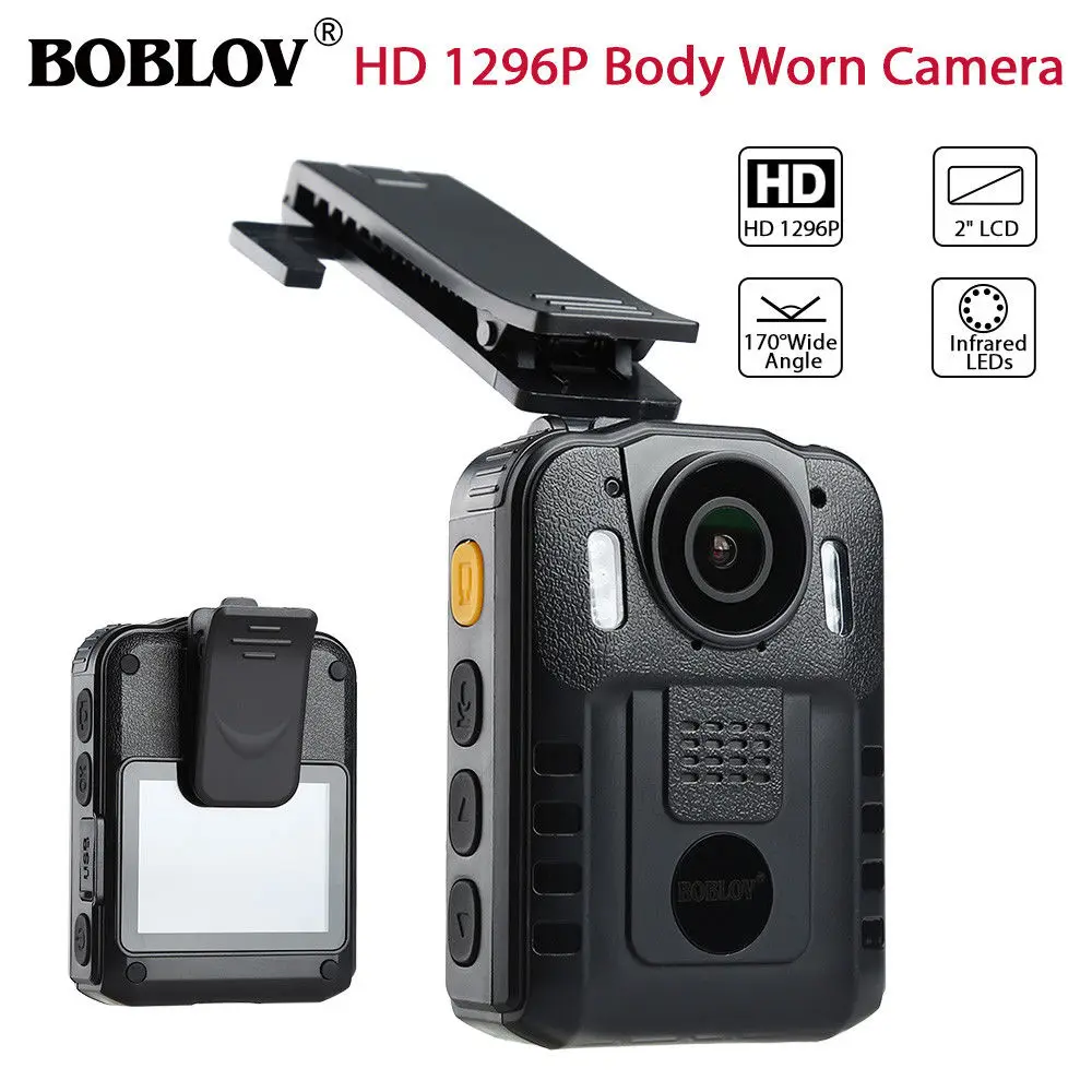 

BOBLOV WN9 HD 1296P Novatek 96650 IR Night Vision Body Camera 170 Degree Security Pocket Police Camera Espanol Multi-Language