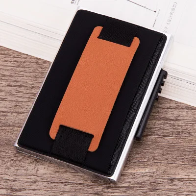 FOROCH алюминиевый кошелек Карманный ID держатель для карт Rfid Блокировка мини металлический кошелек автоматический всплывающий чехол для кредитных карт Защита 684 - Цвет: silver-A