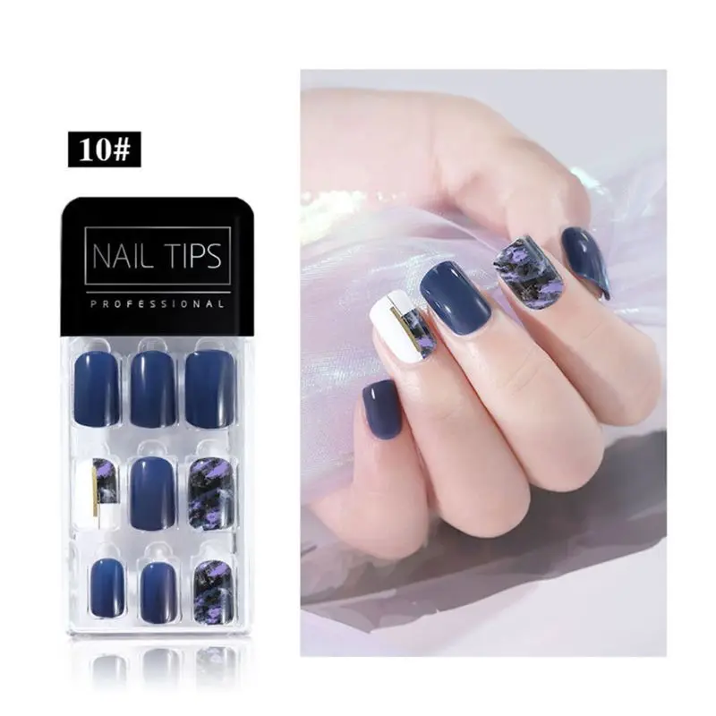 Detachable Full Cover False Nail Tips Sticker Reusable Nails Decoration Tools - Цвет: 10