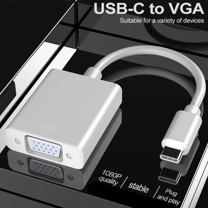 Супер Универсальный Тип C к VGA адаптер USB 3,1 USB-C конвертер кабель для MC ноутбука