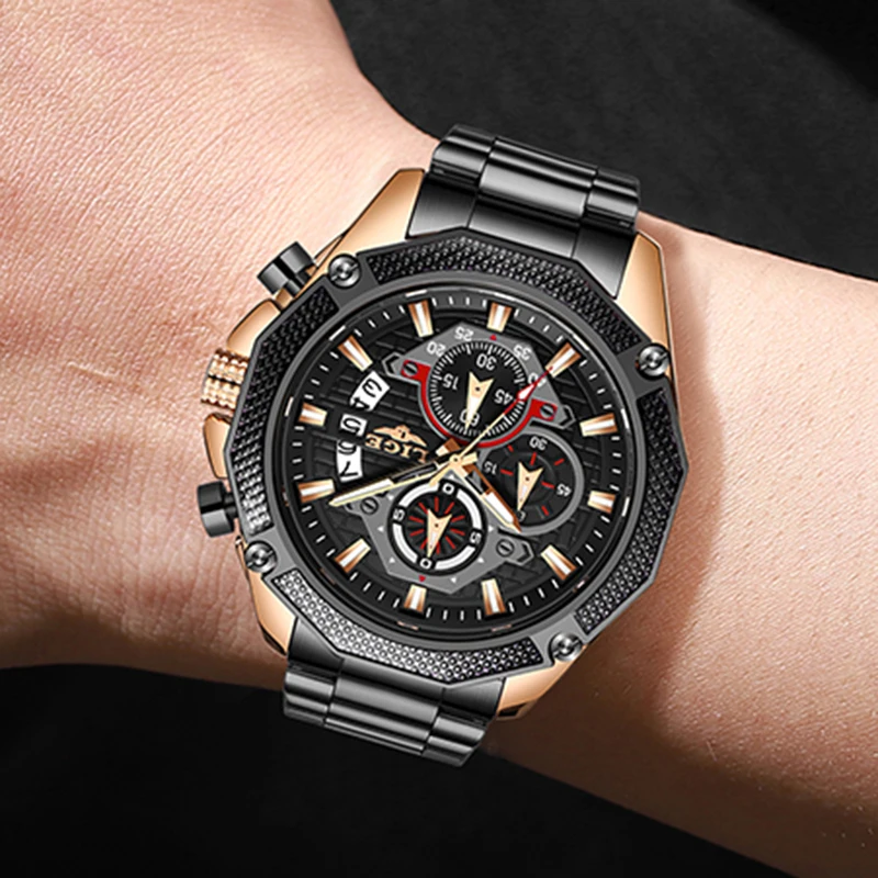 Relogio Masculino New LIGE Fashion Brand Mens Watches Full Steel Business Quartz Clock Military Sport Waterproof Watch Men