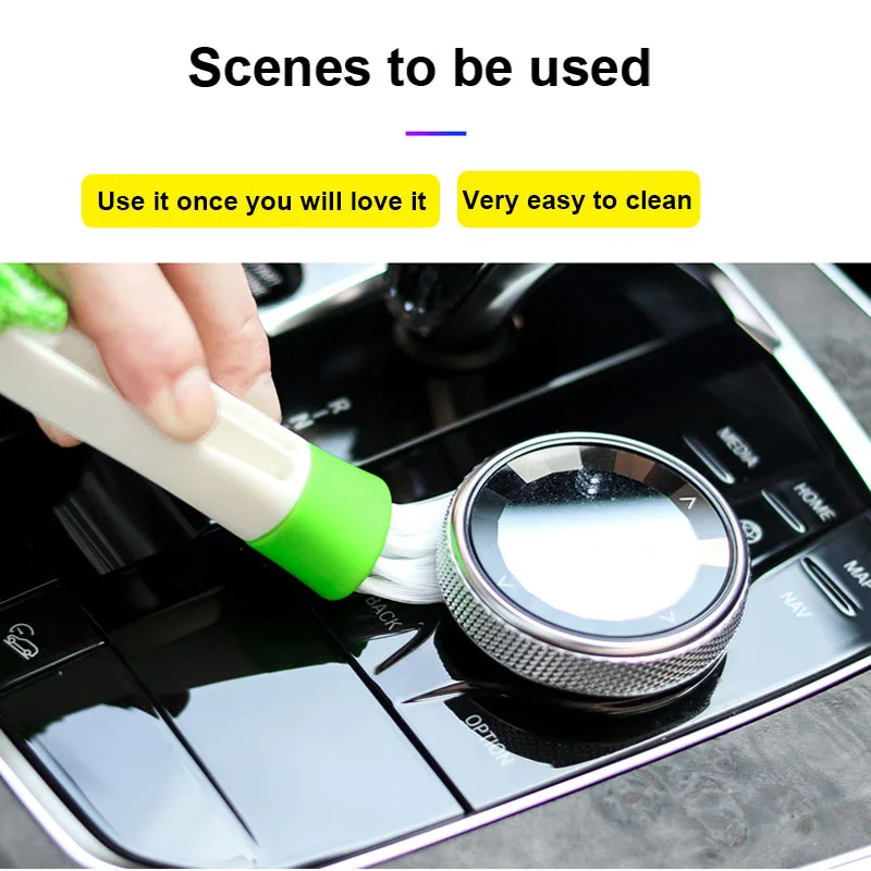 Car-styling Auto Accessories 2 In 1 Car Air-conditioner Outlet Cleaning Tool Long Durable Multi-purpose Duster Brush Cleaner