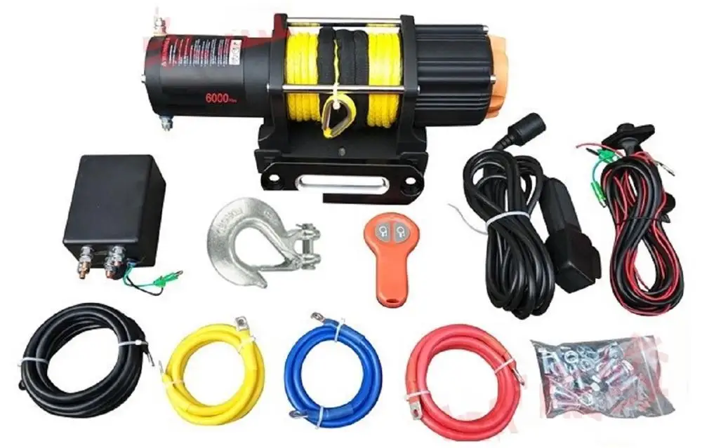 6000LB 12V electric winch wireless remote control Car truck auto barge trailer hand tool puller flexible rope
