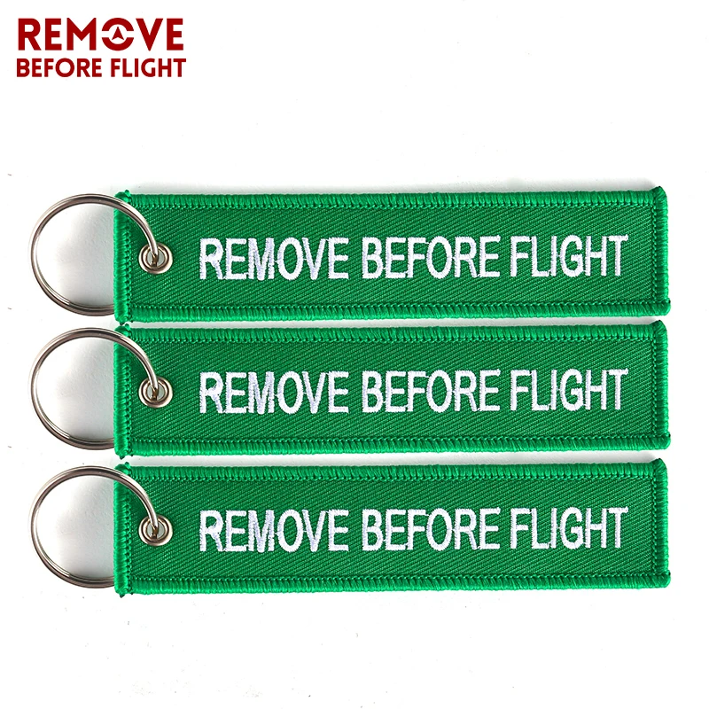 Remove Before Flight Red Embroidery Key Chains Special Luggage Tag Label Key Ring Chain for Aviation Gifts OEM Key Chain Jewelr2
