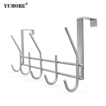 

YUMORE 2pcs/lot Stainless Steel Towel Robe Hooks Heavy Duty Door Hooks Clothes Hats Coats Bathroom Storage Hanger With 5 Hooks