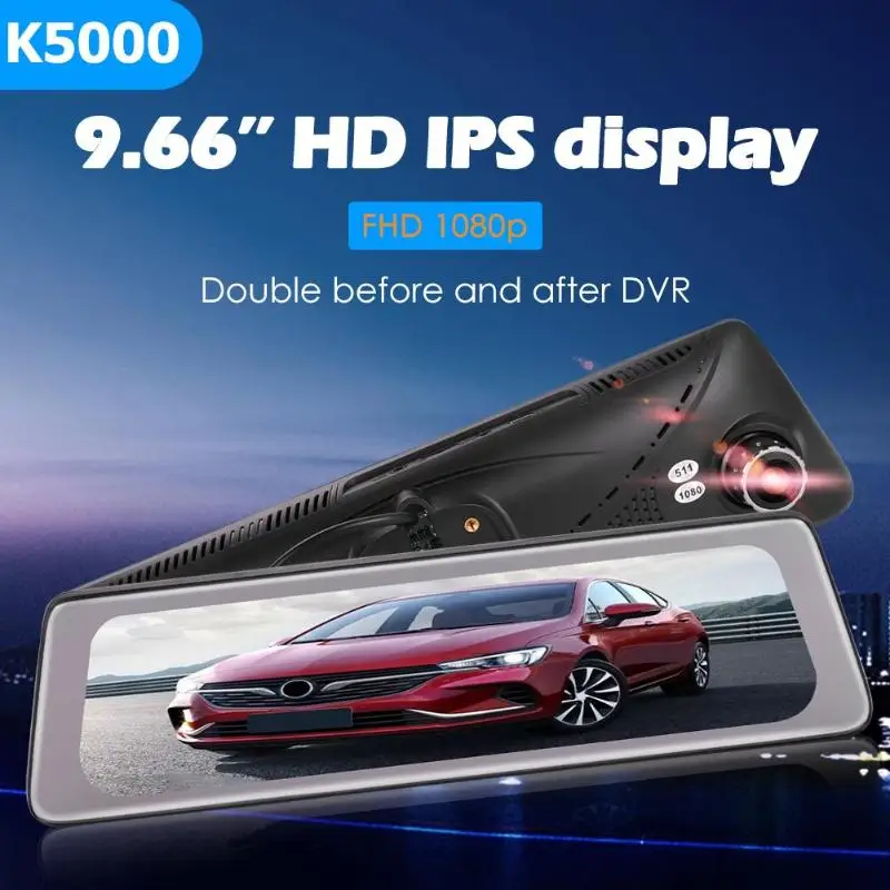 Phisung K5000 9,6" сенсорный экран Автомобильный видеорегистратор-зеркало камера двойной объектив 1080P FHD заднего вида Mirro Dashcam gps трекер видеорегистратор