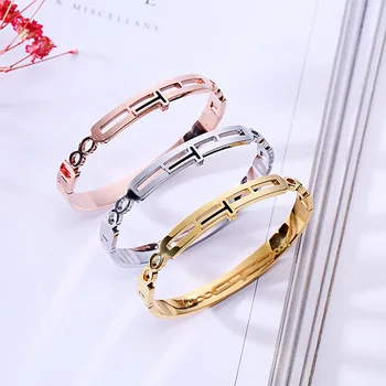 

Top Quality T open cuff Fashion Jewelry Cuff Bangles 316L Stainless Steel Bracelets For Women designer jewelry luxury