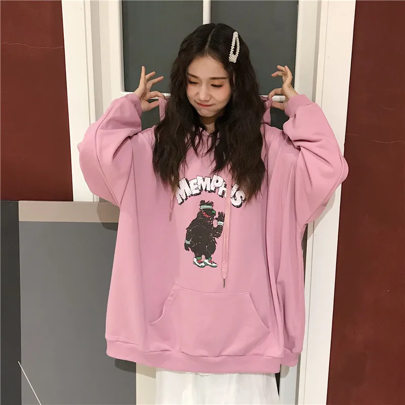 Harajuku Clothing Women Autumn Sweatshirts Hoodies Korean Ulzzang Bf Long Sleeve Thin Hooded Sweatshirt Female Loose Coats