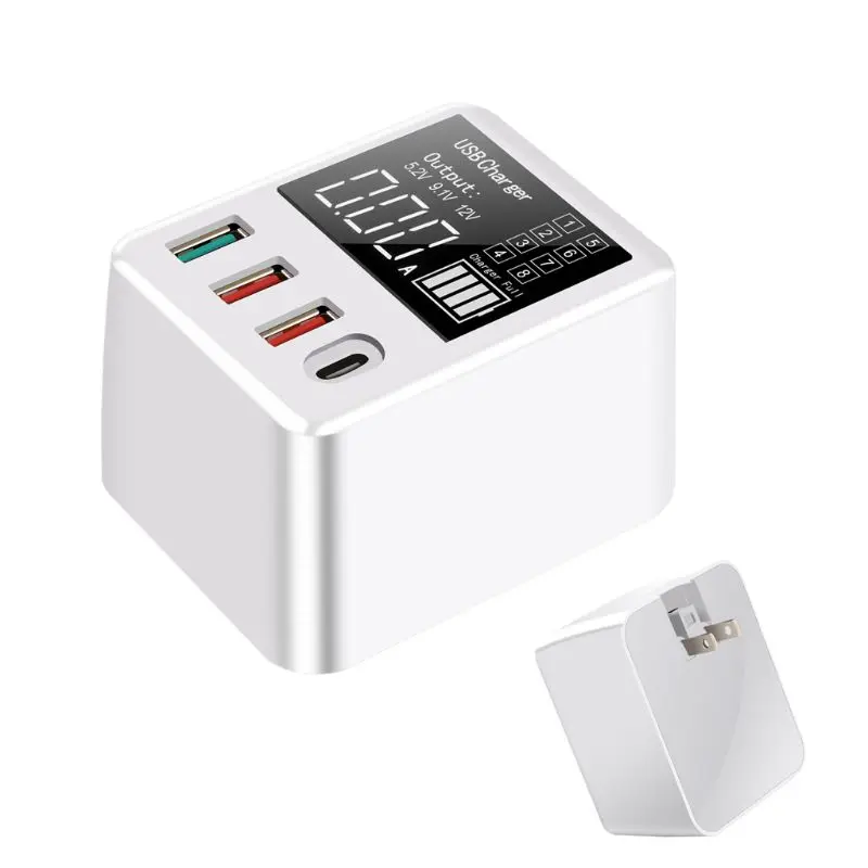 4 порта USB QC3.0 зарядное устройство концентратор Быстрая Зарядка Док-станция с светодиодный экран дисплея для мобильного телефона смартфон планшет ЕС США Великобритания штекер