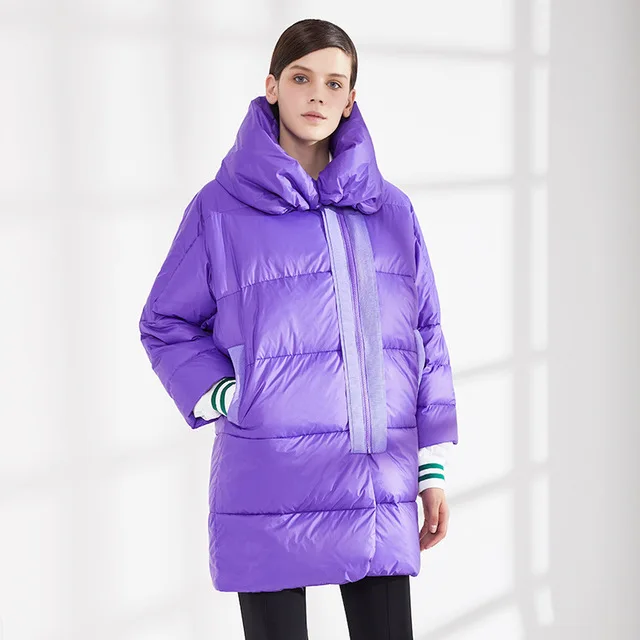 purple Rlyaeiz, европейский стиль, женские зимние пальто, уличная мода, удобные, 90% белый утиный пух, куртки, Женская парка, теплое пальто - Цвет: purple